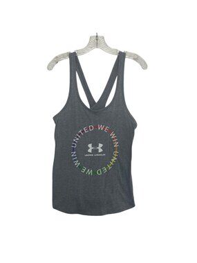 Under Armour Tank Top United We Win Graphic Racerback Small Gray Activewear